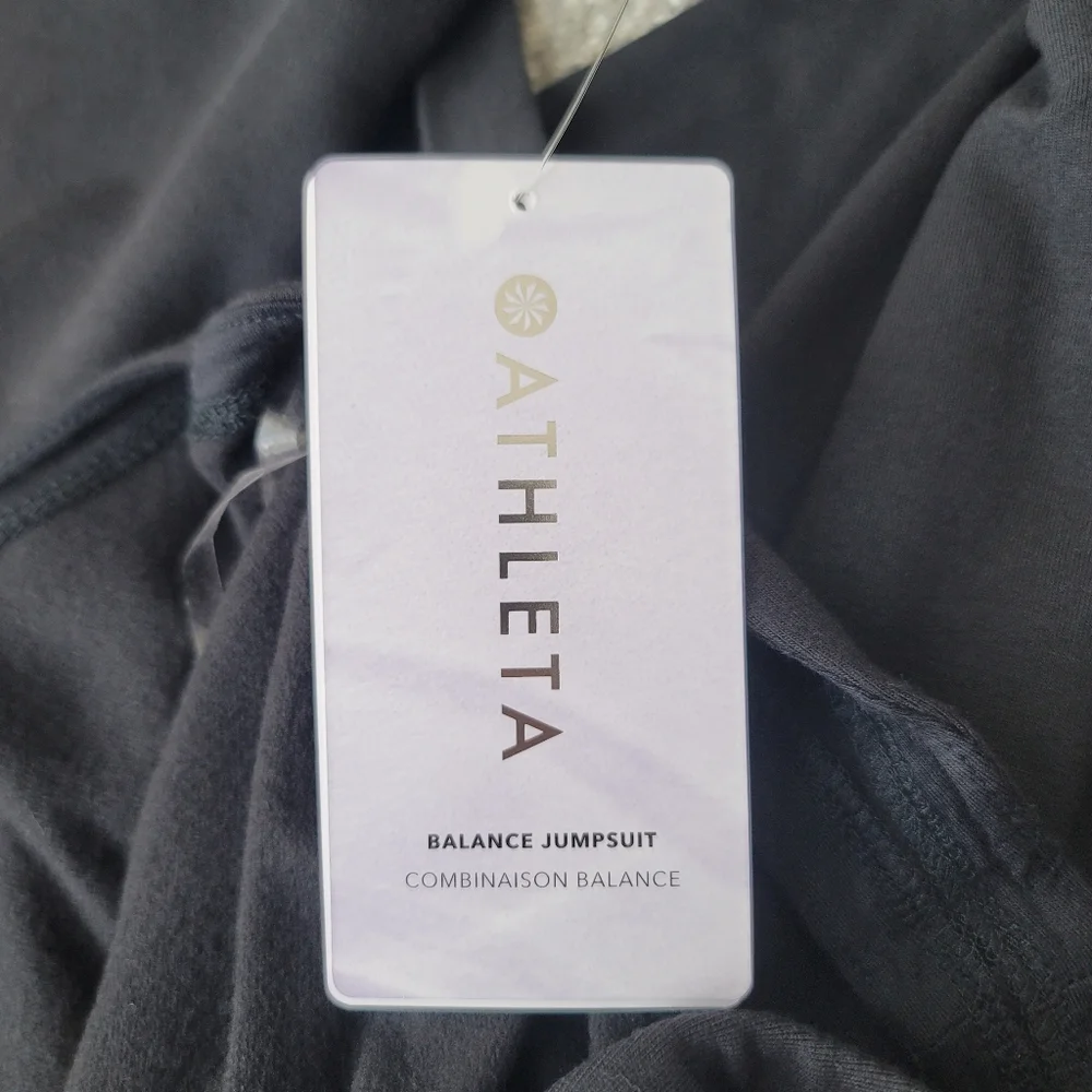 Athleta Balance Sleeveless Jumpsuit Small Black NWT French Terry Loungewear